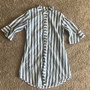xxl blue and white striped cover up